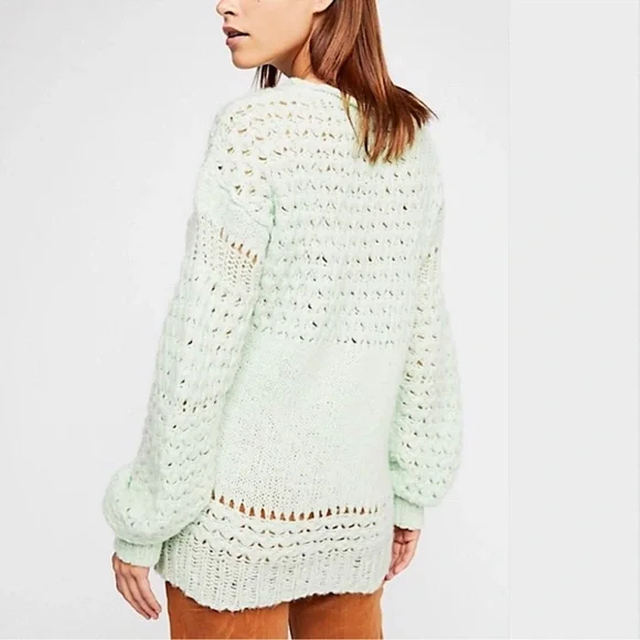 Free People Crashing Waves Mixed Knitting Wool Blend Sweater Womens Medium
